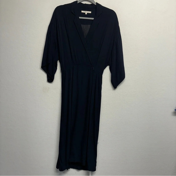 Xirena Navy Blue Midi Dress Collared XS Pockets - Picture 1 of 8